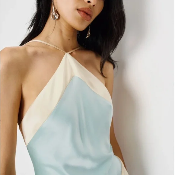 Reformation Jillian Silk Dress in Sea Glass - www.disolcolor.com